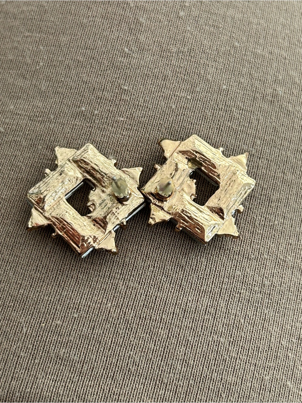 5/$25 Gold-Tone Clear Crystal Square stud-Earrings - Picture 5 of 5